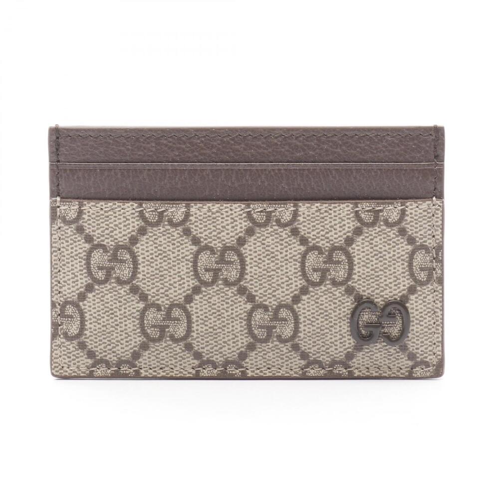 Gucci GG Supreme Card Case Wallet Accessory Leather Beige Brown